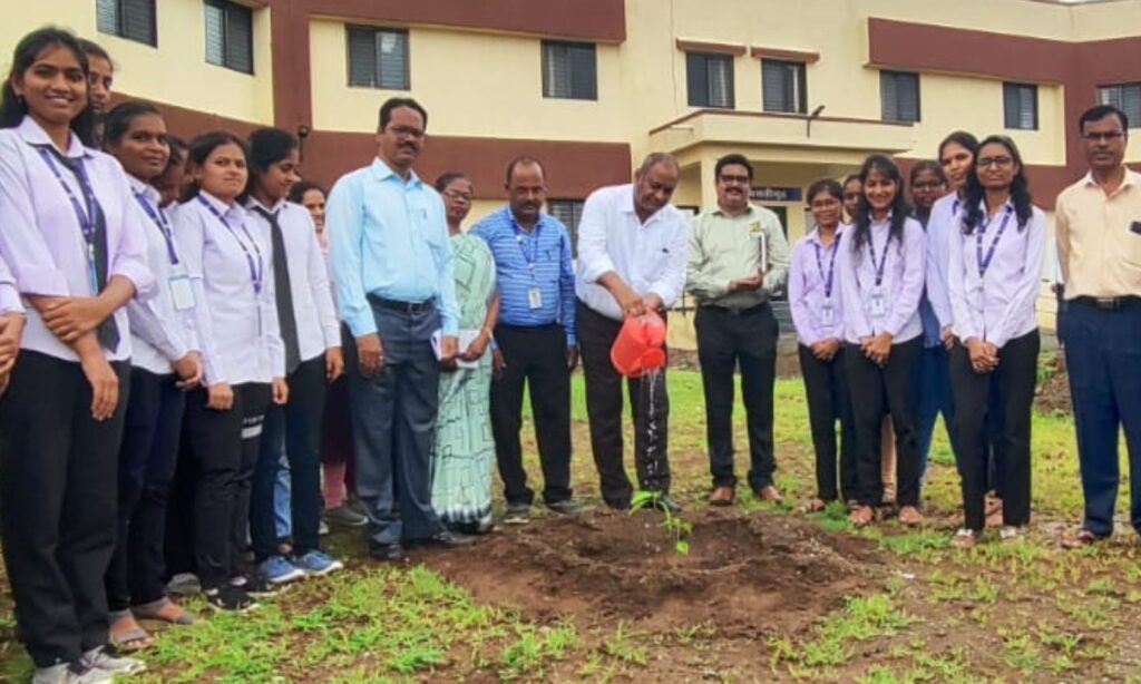 Plantation of trees completed in Halgaon Agricultural College by Vitthal Shirke