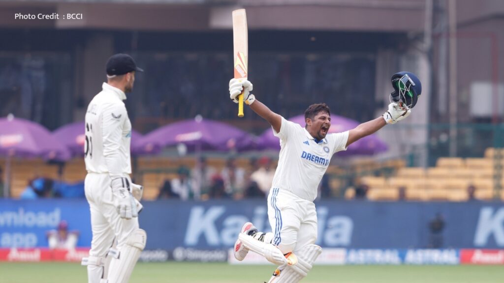 IND vs NZ 1st Test Sarfaraz Khan, Bangalore Test Sarfaraz Khan scored a powerful century, while Rohit Sharma, Virat Kohli and Risham Pant scored half-centuries, Sarfaraz Khan century news, 